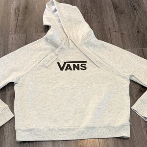 🩵Vans Light Gray Hoodie with Black Logo Casual Minimalist Athletic Skateboard